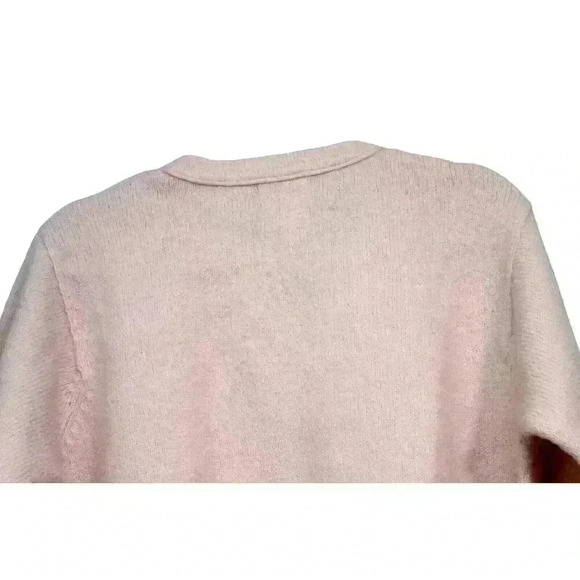 Coldwater Creek Cardigan Sweater Sz Medium 100% Wool Pink Embroidered Oversized - Picture 9 of 11